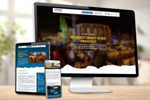 drei Endgeräte zeigen die Website Lippstadt im Advent
