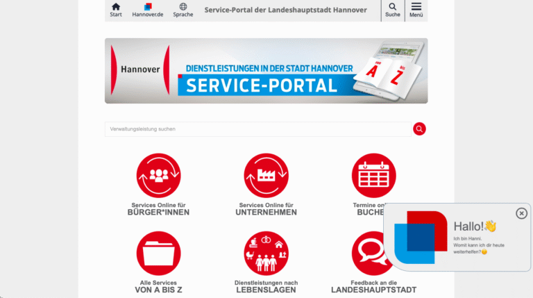 Screenshot der Startseite von hannover.gov.de.