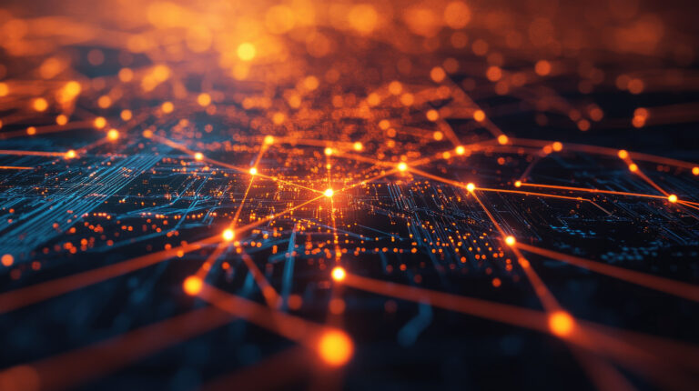 Ein Netzwerk bestehend aus leuchtenden Linien.