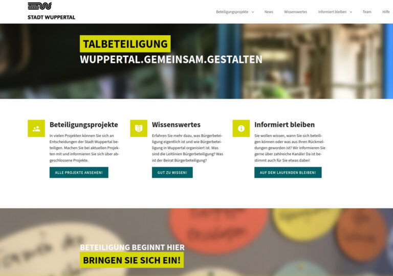 Screenshot der Startseite von Talbeteiligung.de.