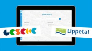 Vektorgrafik die ein Tablet zeigt, auf dessen Bildschirm die Benutzeroberfläche der Software enaio zu sehen ist.