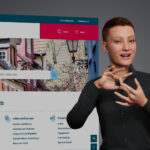 I-Avatar der Stadt Esslingen am Neckar, der Gebärdensprache nutzt, vor der städtischen Website.