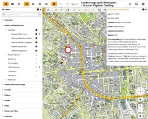 Screenshot des Wiesbadener Baustellenmelders.