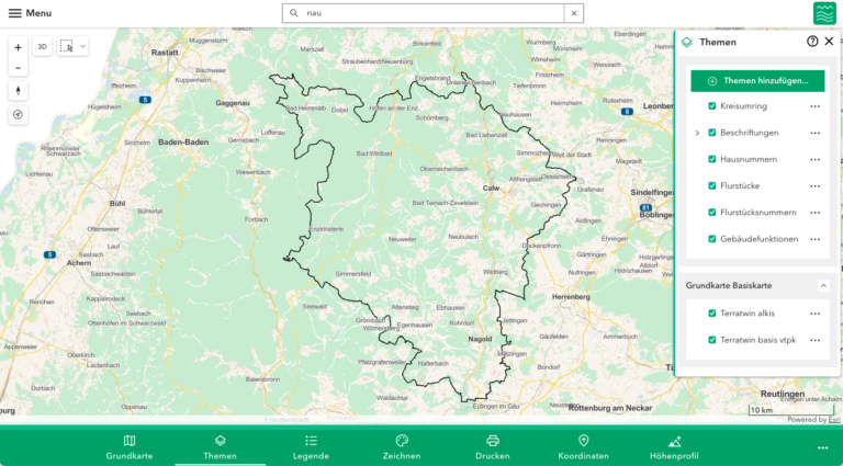 Screenshot des Calwer GIS-Portals.