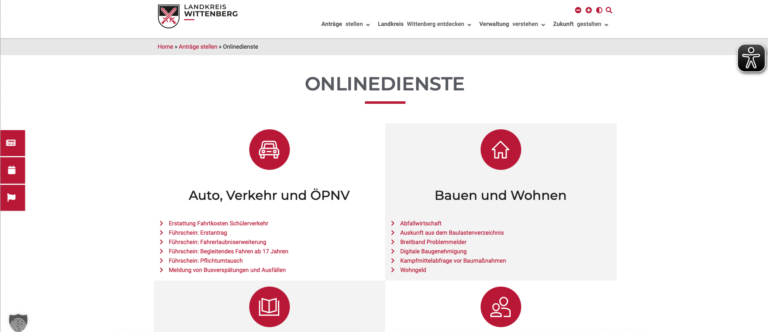Screenshot Serviceportal Kreis Wittenberg