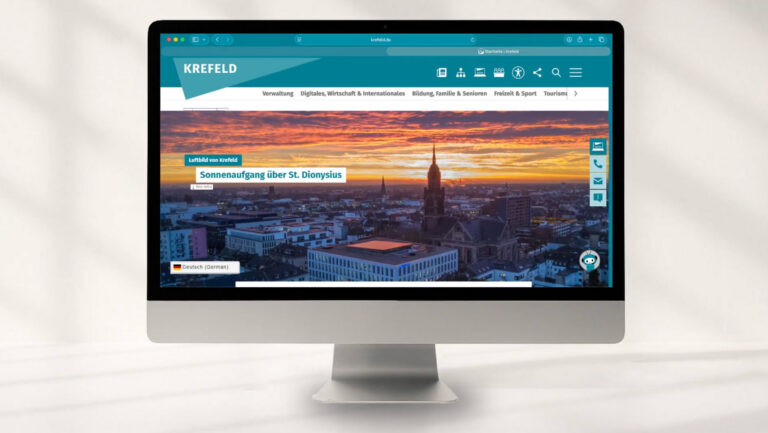 Mock-up eines Monitors mit den Webinhalten