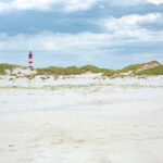 Rotweißer Leuchtturm hinter Sünden auf der Insel Amrum