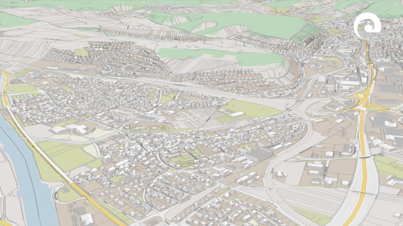 Screenshot einer Stadtansicht von Mosbach in NOKmaps.