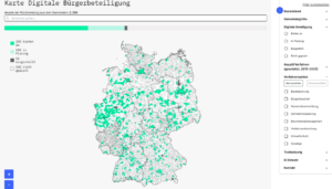 Screenshot des Dashboards zur lokalen E-Partizipation mit eingeblendeter Werkzeugleiste.