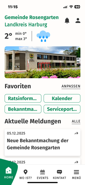 Screenshot der Rosengarten-App.