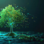 Abstrakte Darstellung eines Baums, der Daten sendet.