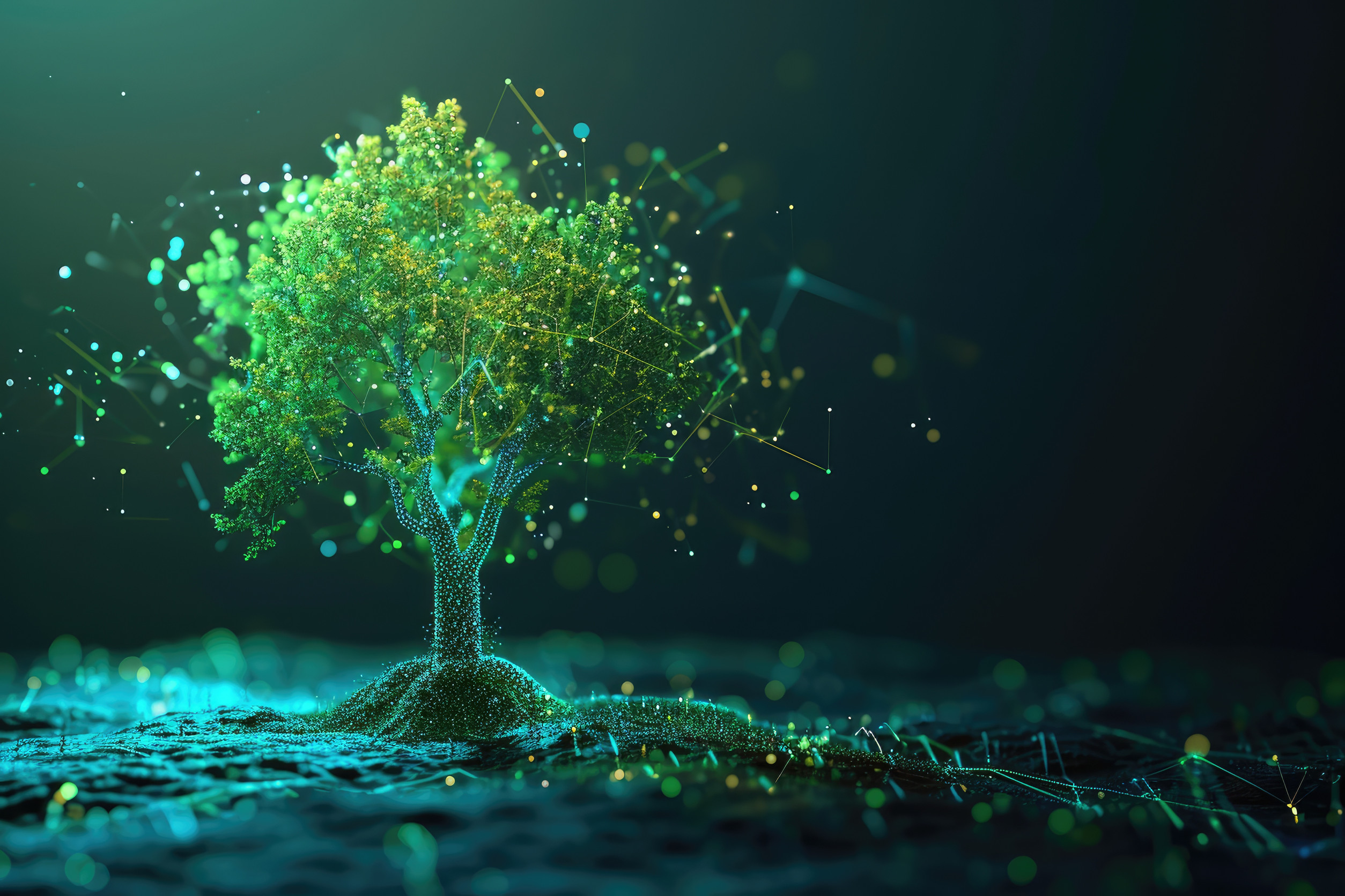 Abstrakte Darstellung eines Baums, der Daten sendet.