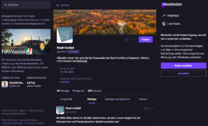 Screenshot des Krefelder Kanals auf Mastodon.