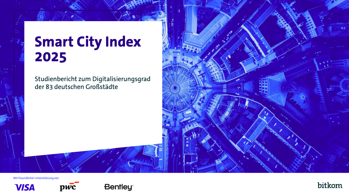 Screenshot vom Deckblatt des Studienberichts zum Smart City Index 2025, den der Digitalverband Bitkom vorgelegt hat.