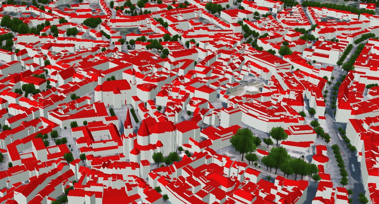Screenshot des Digitalen Zwillings der Stadt Aachen.