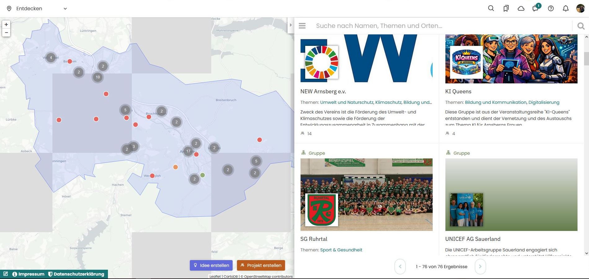 screenshot Arnsberg engagiert