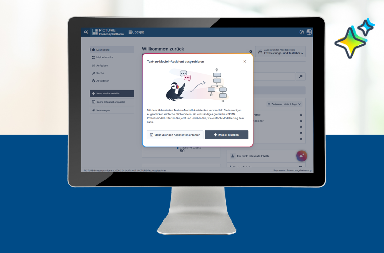 Bildschirm mit der Picture-Prozessplattform und KI-Funktion