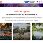 Screenshot der Sommer-Tourismus-Webseite