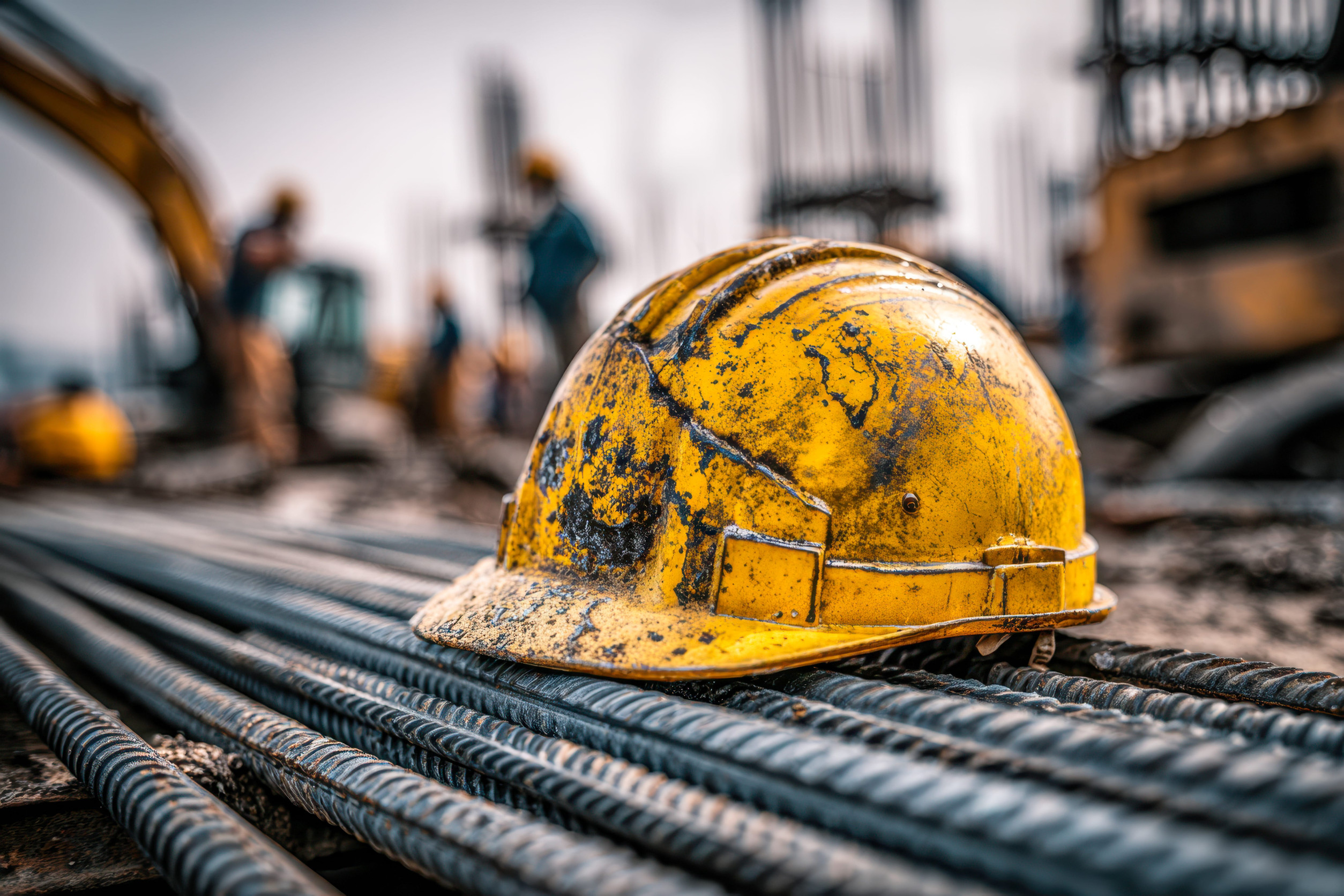 Helm auf Baustelle
