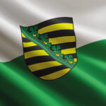 Sachsen-Flagge im Wind