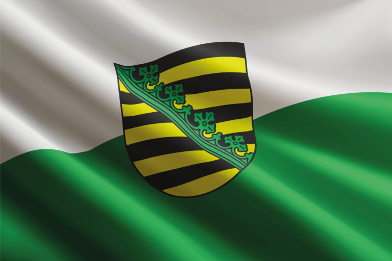 Sachsen-Flagge im Wind