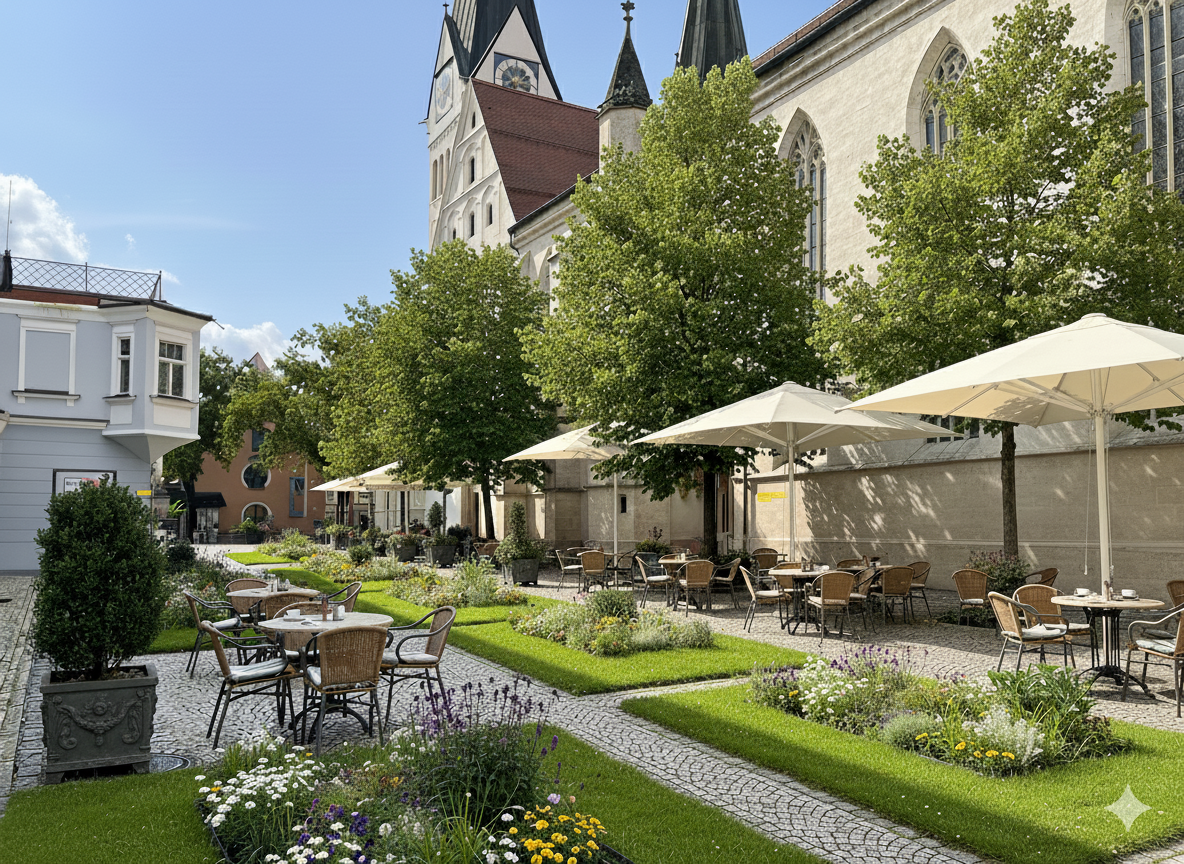 KI-generiertes Rendering zur möglichen Neugestaltung des Domplatzes Eichstätt