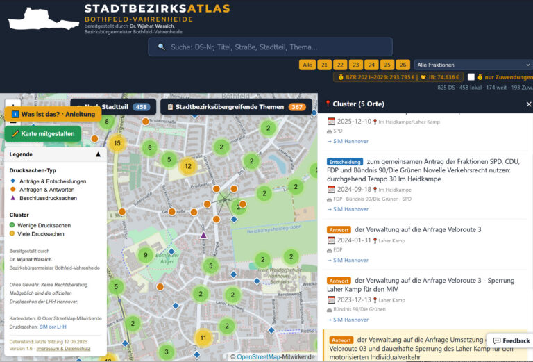 Screenshot aus dem Stadtbezirksatlas Hannover/Stadtbezirk Bothfeld-Vahrenheide