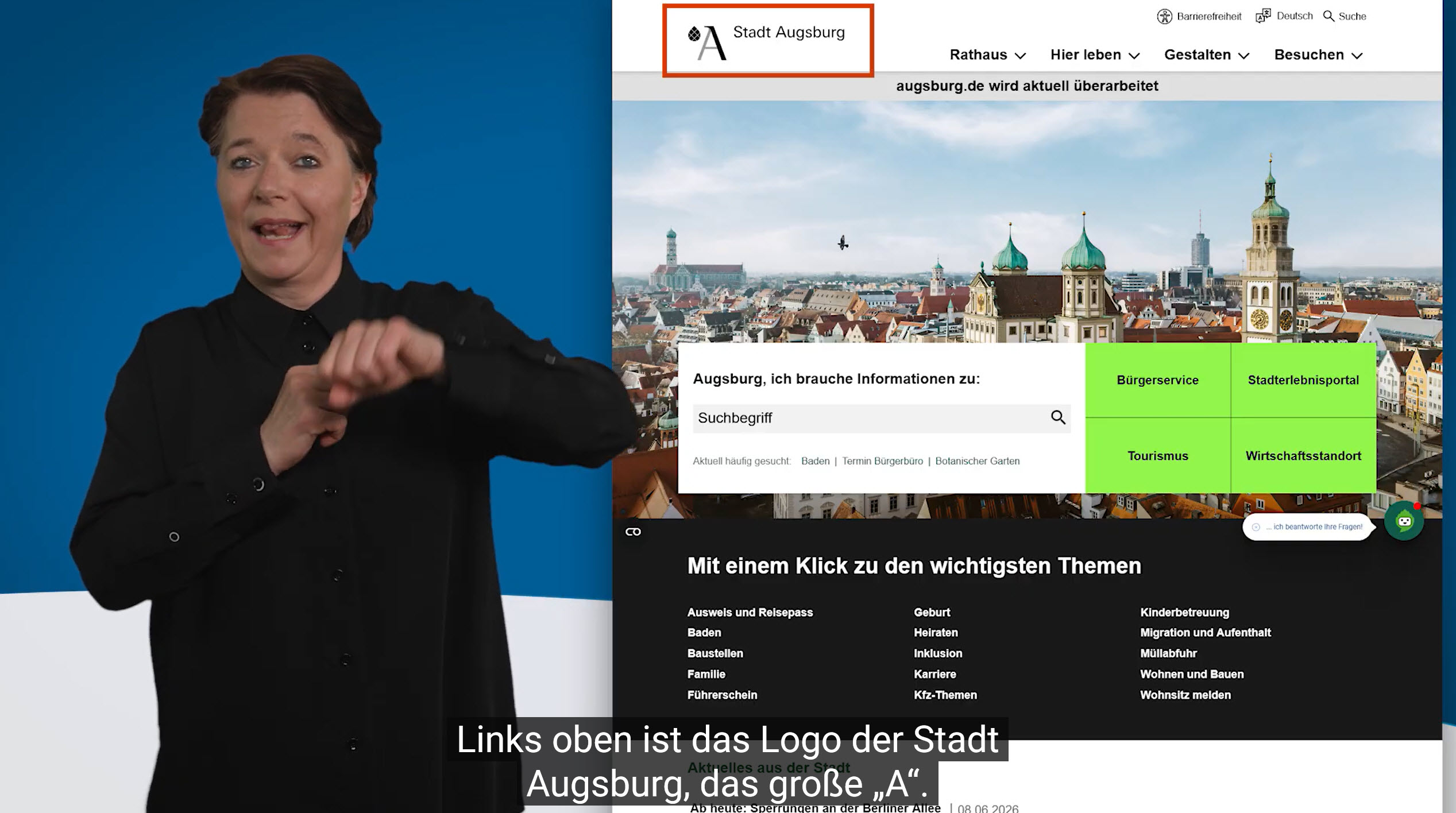 Screenshot aus einem der gebärdensprachvideos