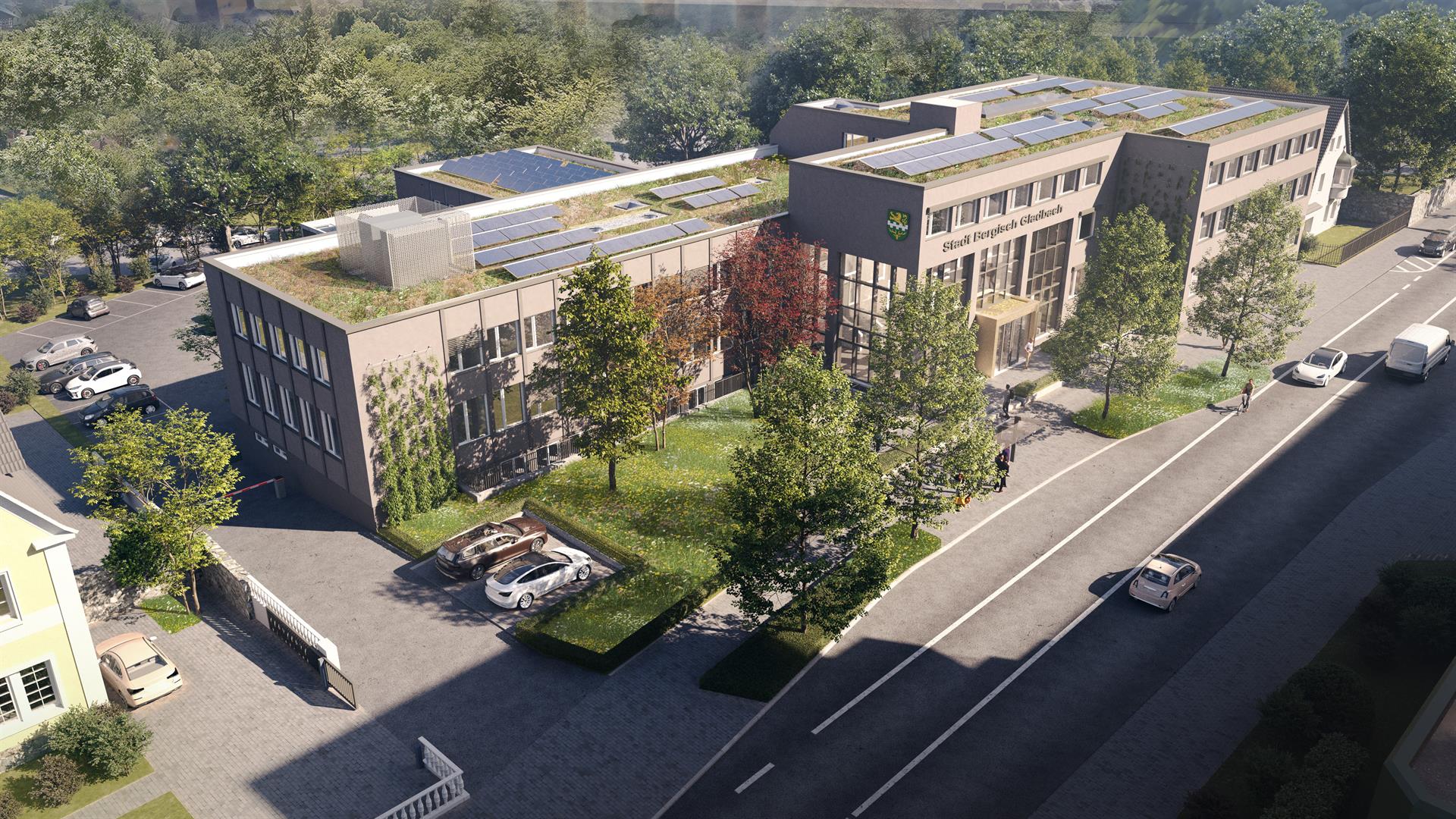 BU: Visualisierung des Neuen Stadthauses in Bergisch Gladbach.