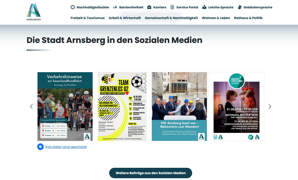 Screenshot der Social Wall