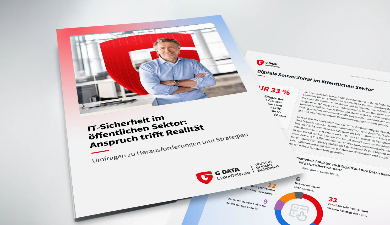 Gedruckte Ausgabe der Studie von G Data auf einem Tisch